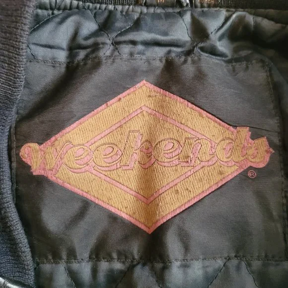 Vintage Men's 'Weekends' Black Genuine Leather Bomber Jacket - Picture 9 of 13